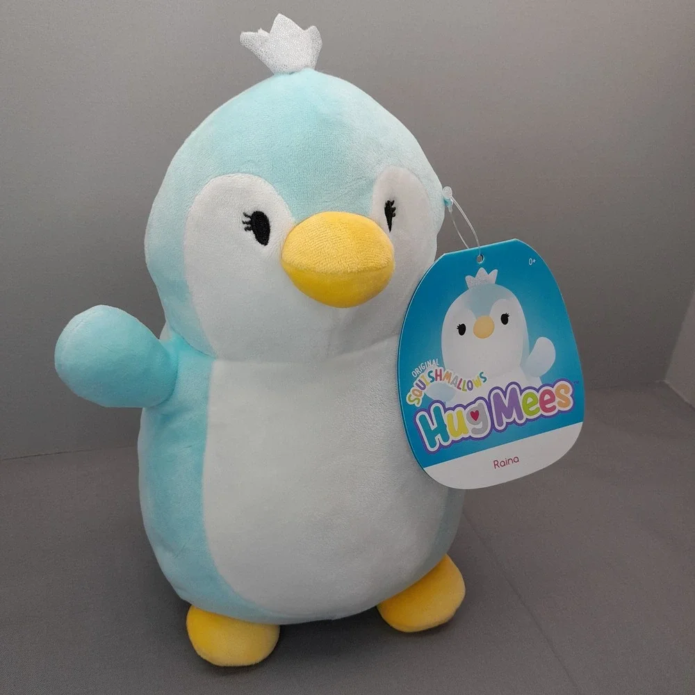 Squishmallows Hug Mees Raina the Penguin 10 Inch Blue Plush Silver Crown NWT